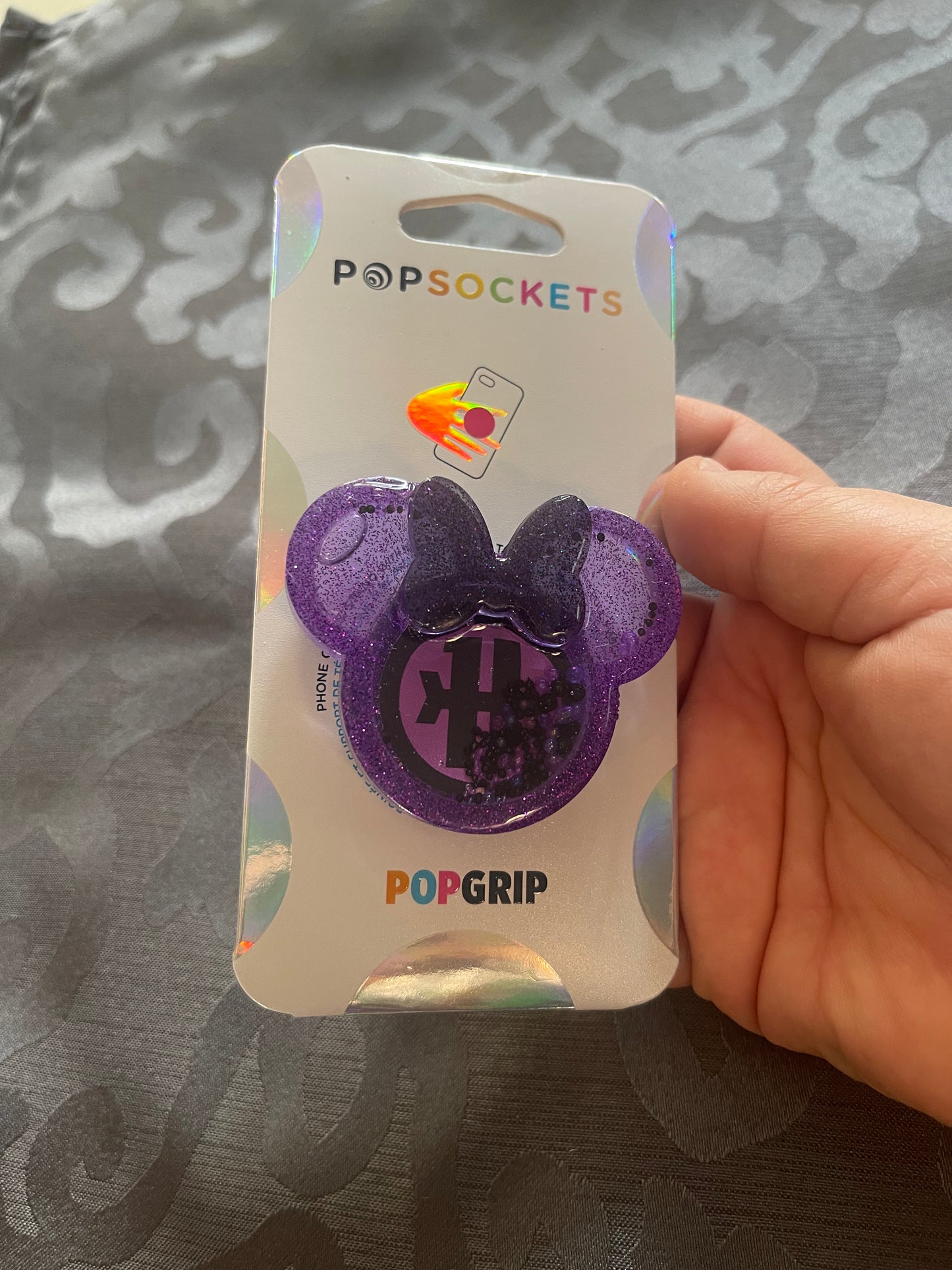 Hawkeye Mouse w/bow Shaker Phone Grip-Purple