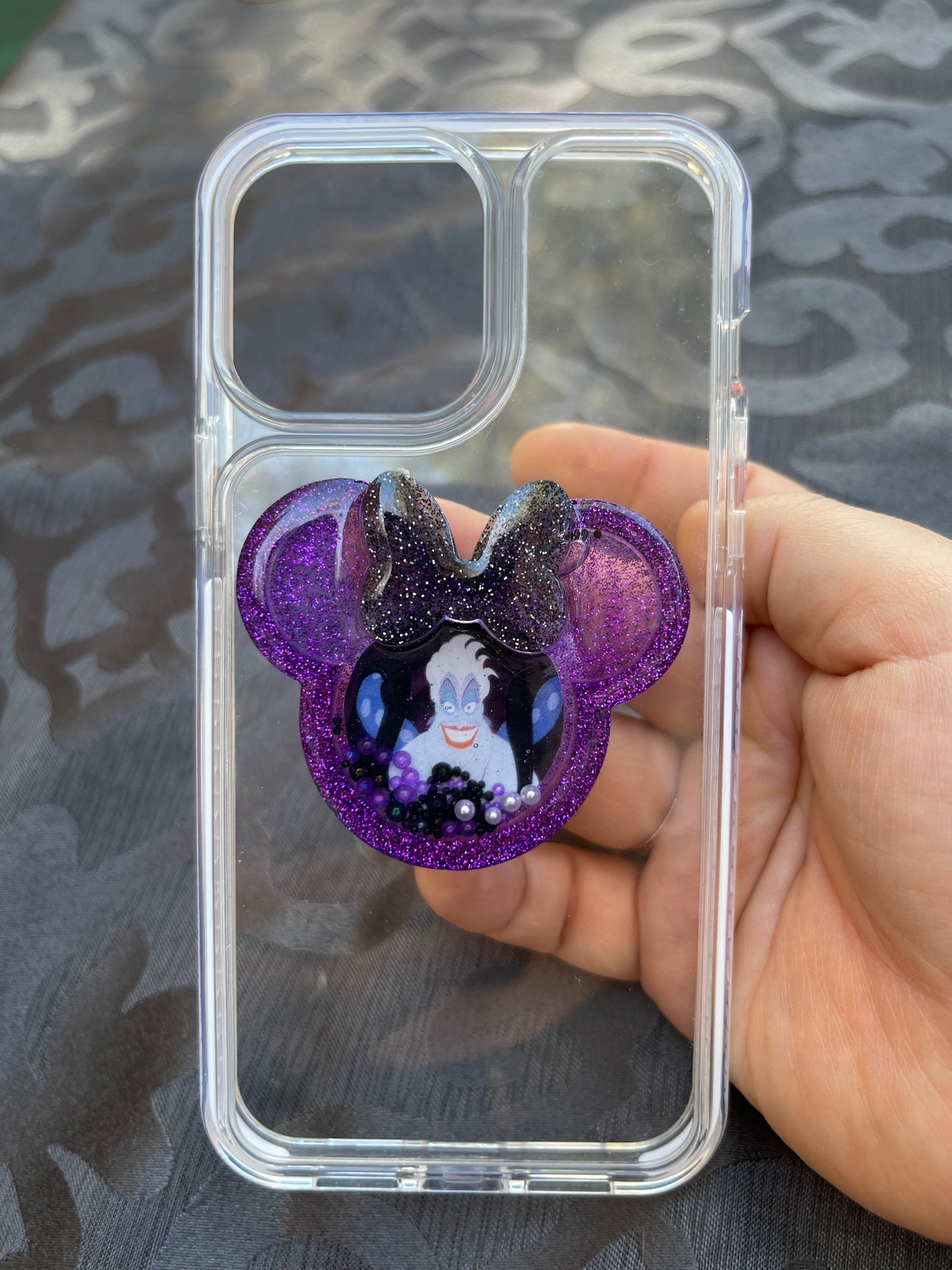 Ursula Mouse w/bow Shaker Phone Grip-Purple