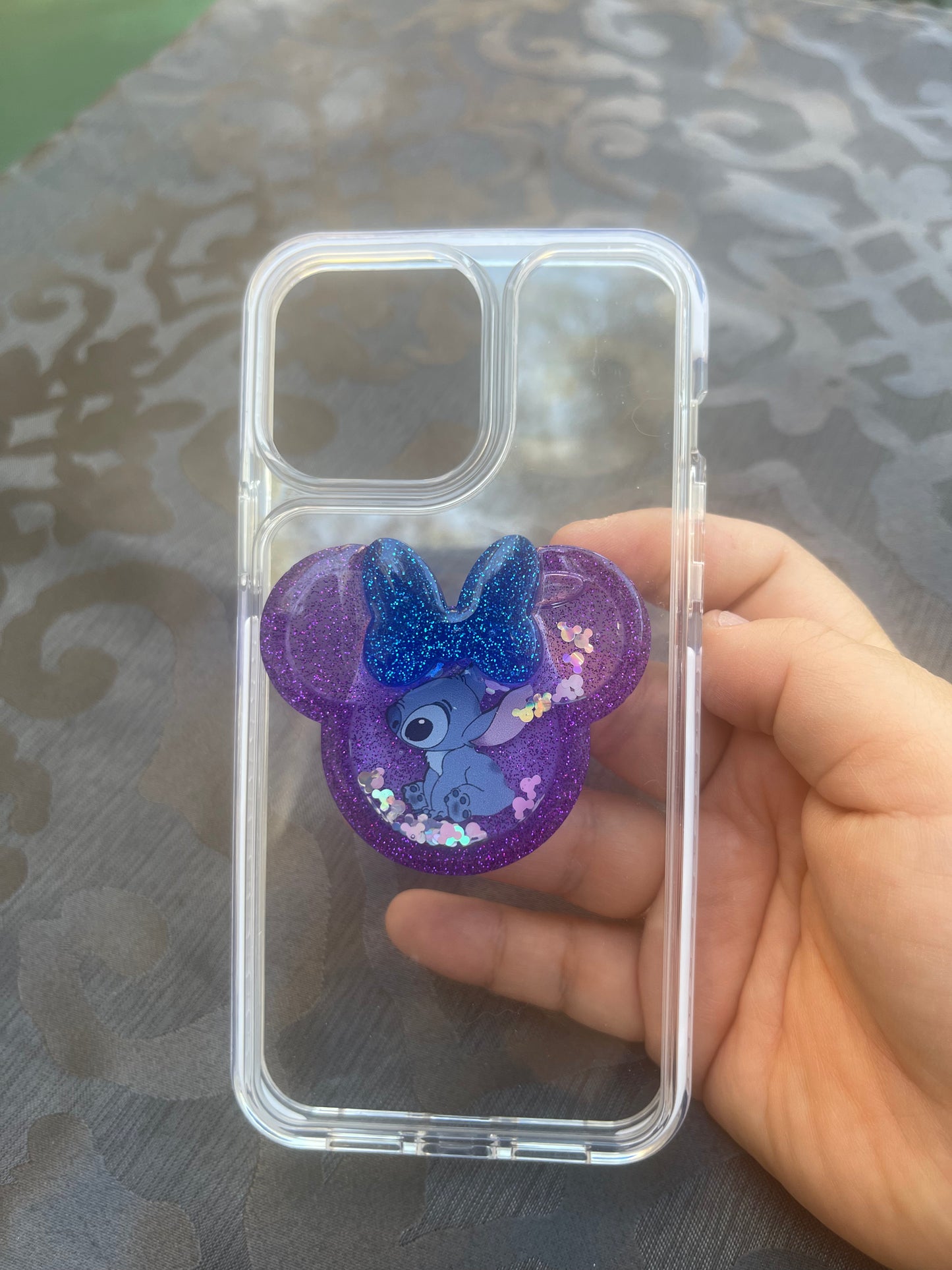 Stitch Mouse w/bow Shaker Phone Grip-Purple
