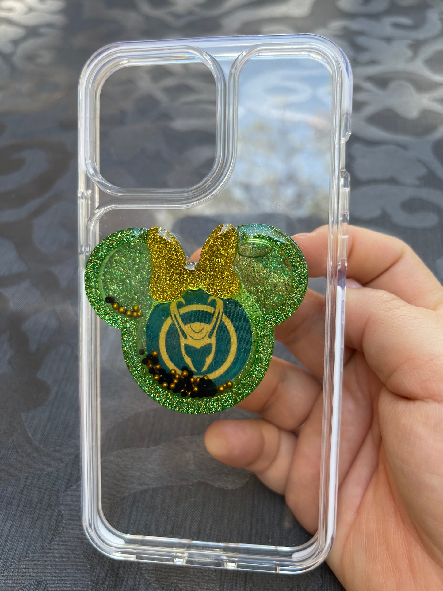 Loki Mouse w/bow Shaker Phone Grip-Green