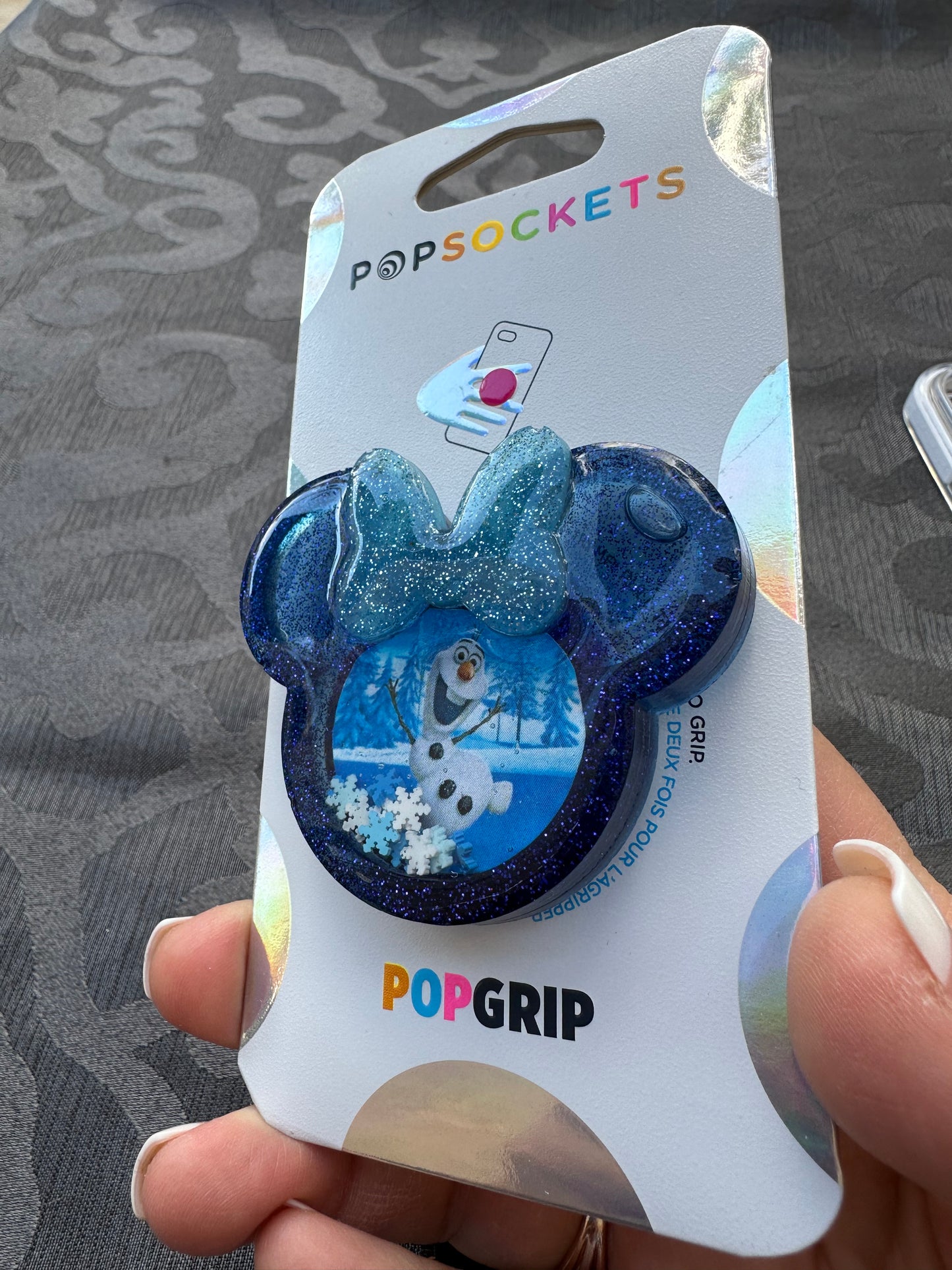 Olaf Mouse w/bow Shaker Phone Grip-Dark Blue