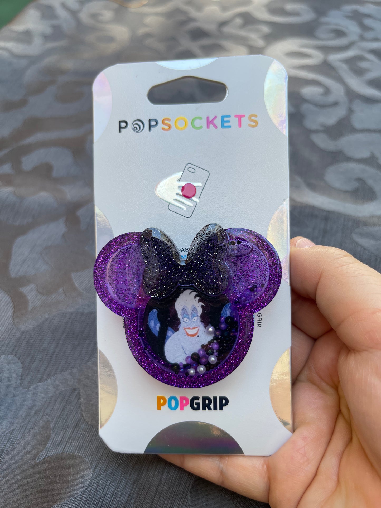 Ursula Mouse w/bow Shaker Phone Grip-Purple