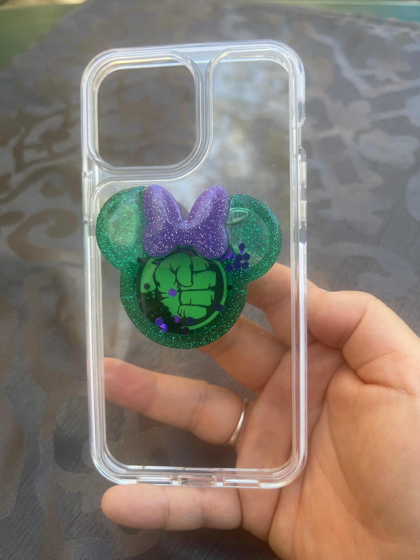 Hulk Mouse w/bow Shaker Phone Grip-Green