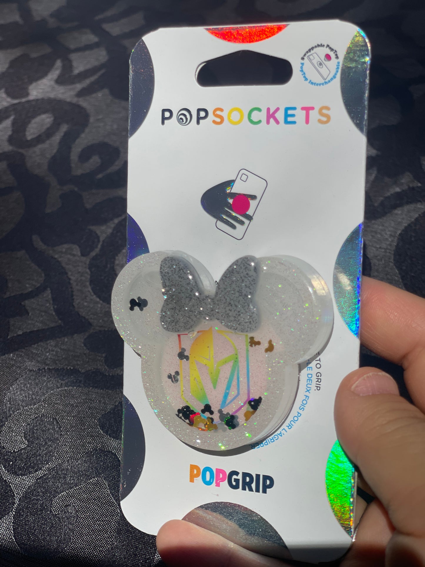 VGK Mouse w/bow Shaker Phone Grip- Rainbow