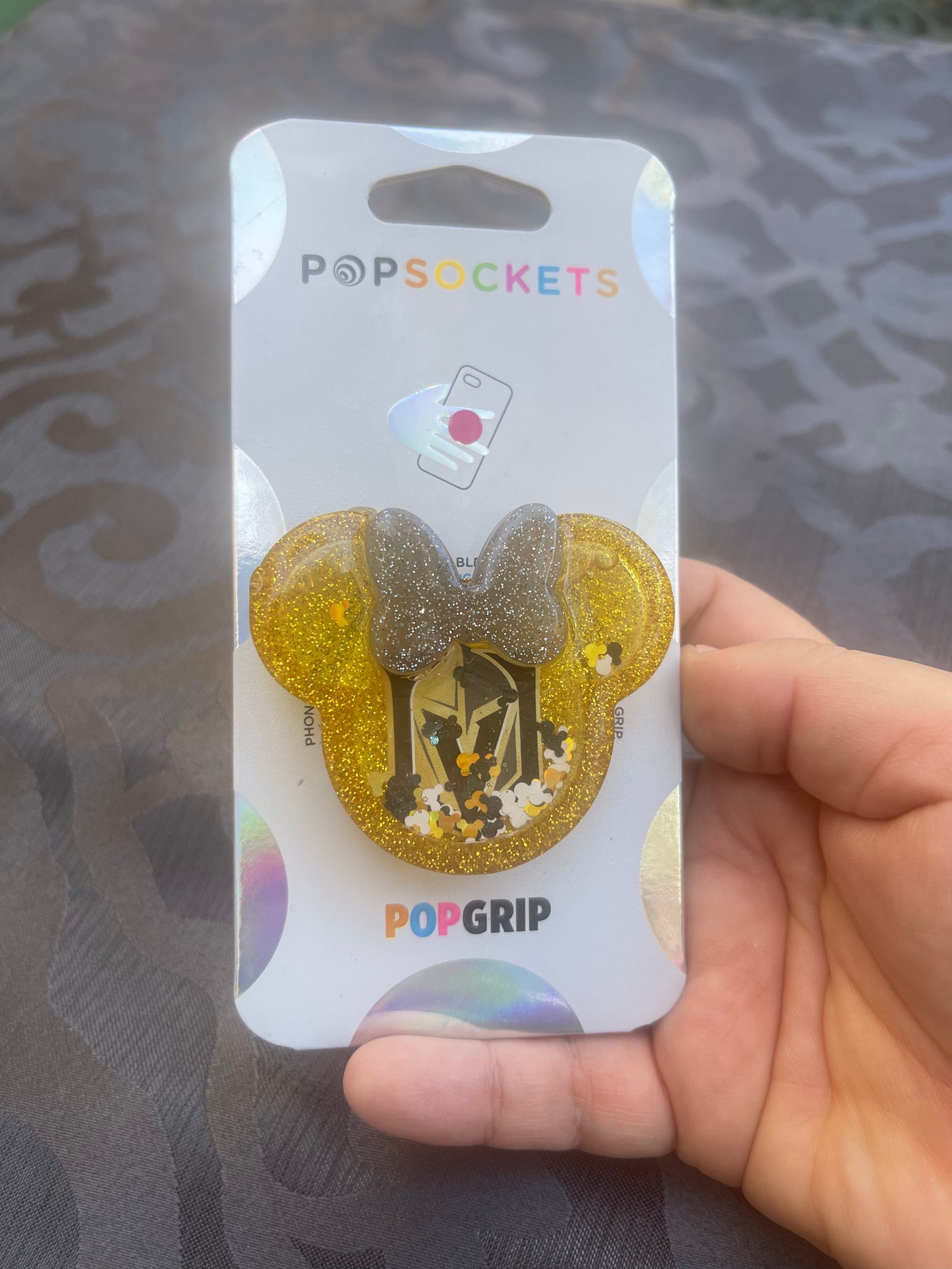 VGK Mouse w/bow Shaker Phone Grip-Gold