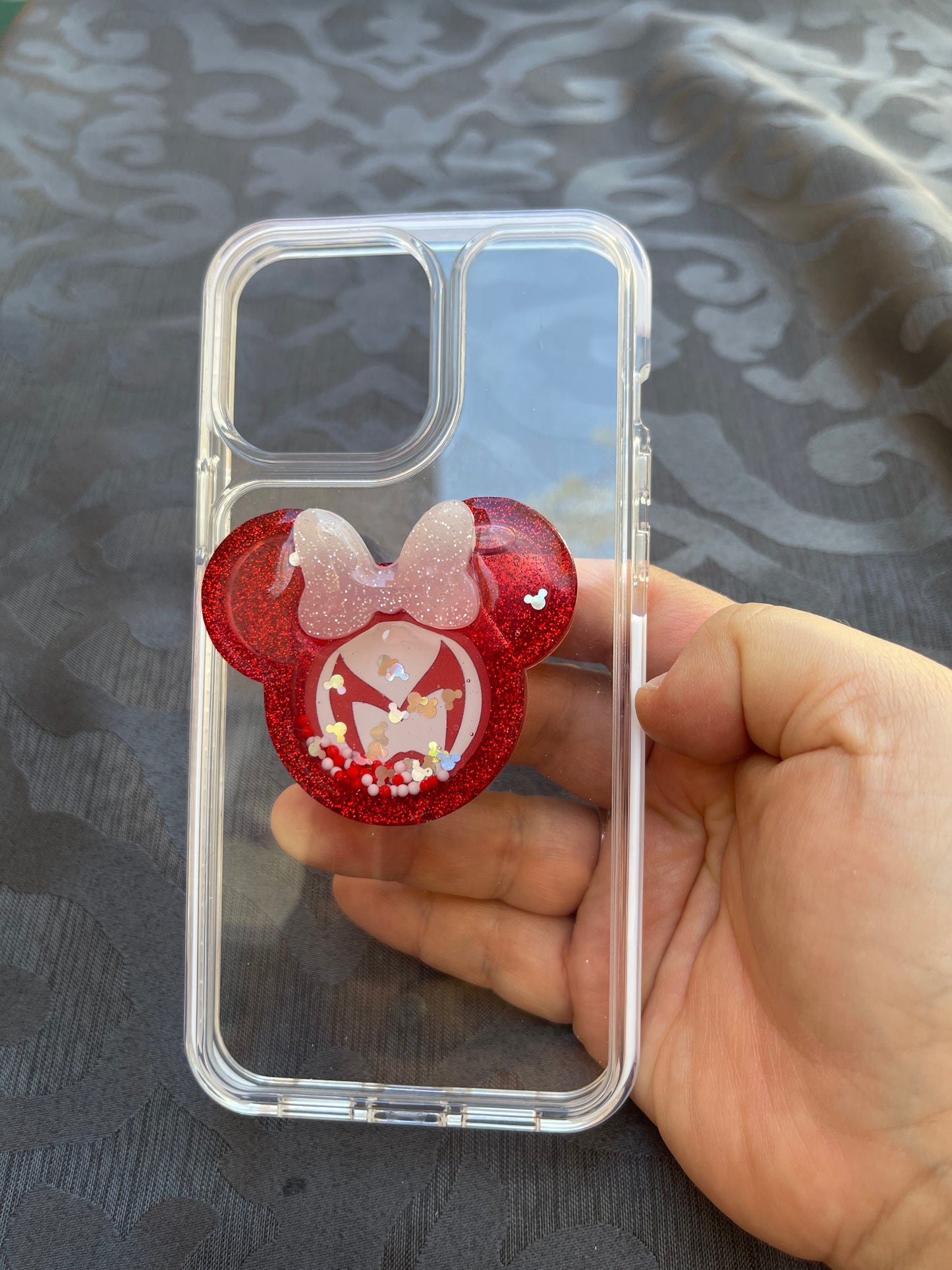 Scarlet Witch Mouse w/bow Shaker Phone Grip-Dark Red